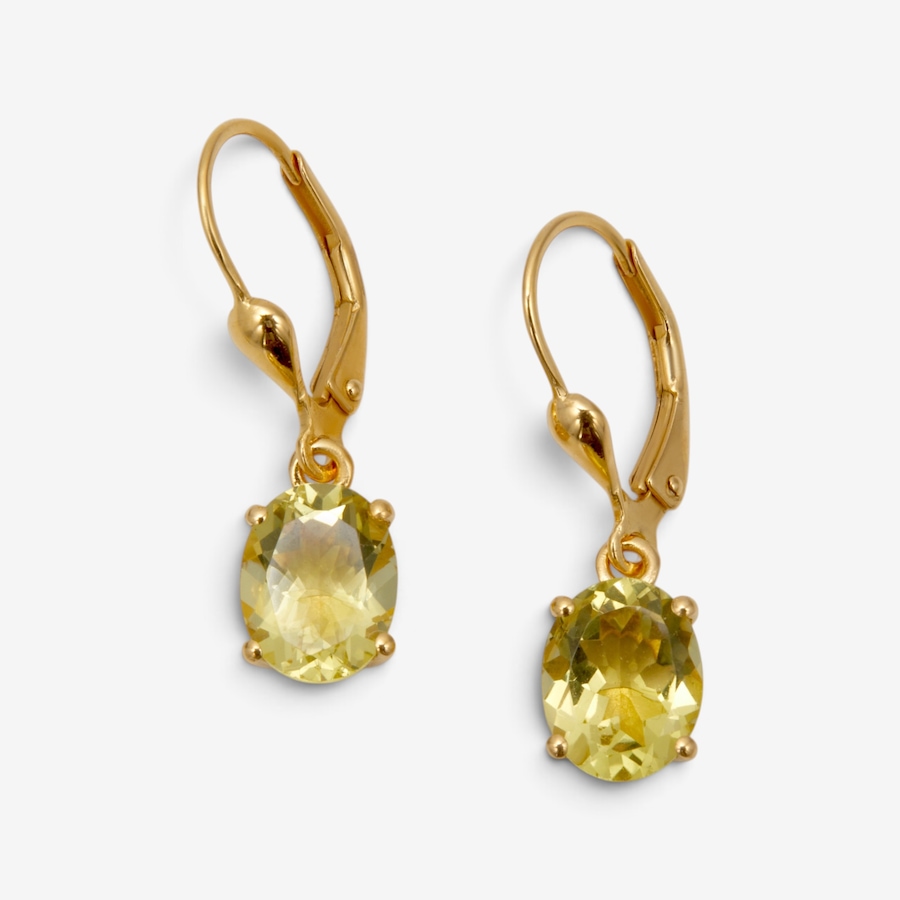 Image 131294_LQZ.jpg, Product 131-294 / Price $129.99, Sterling Silver Yellow Gold Plate Oval Gemstone Leverback Earrings from Gem Reflections on TSC.ca's Jewellery department