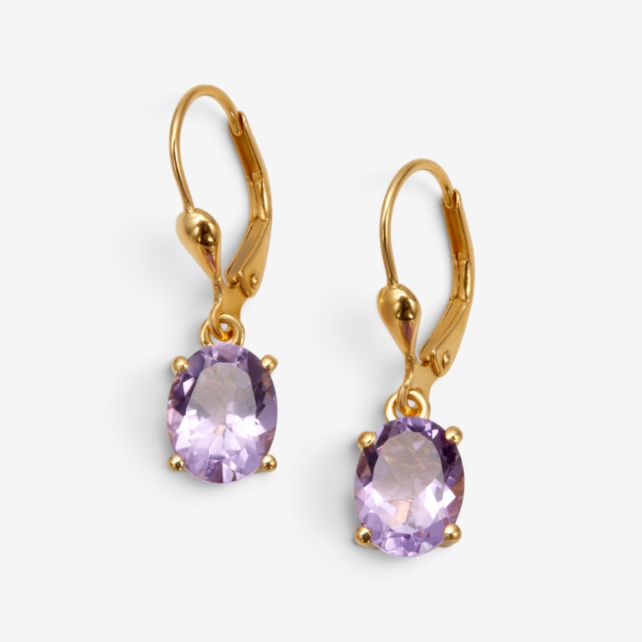 Image 131294_PAM.jpg, Product 131-294 / Price $129.99, Sterling Silver Yellow Gold Plate Oval Gemstone Leverback Earrings from Gem Reflections on TSC.ca's Jewellery department