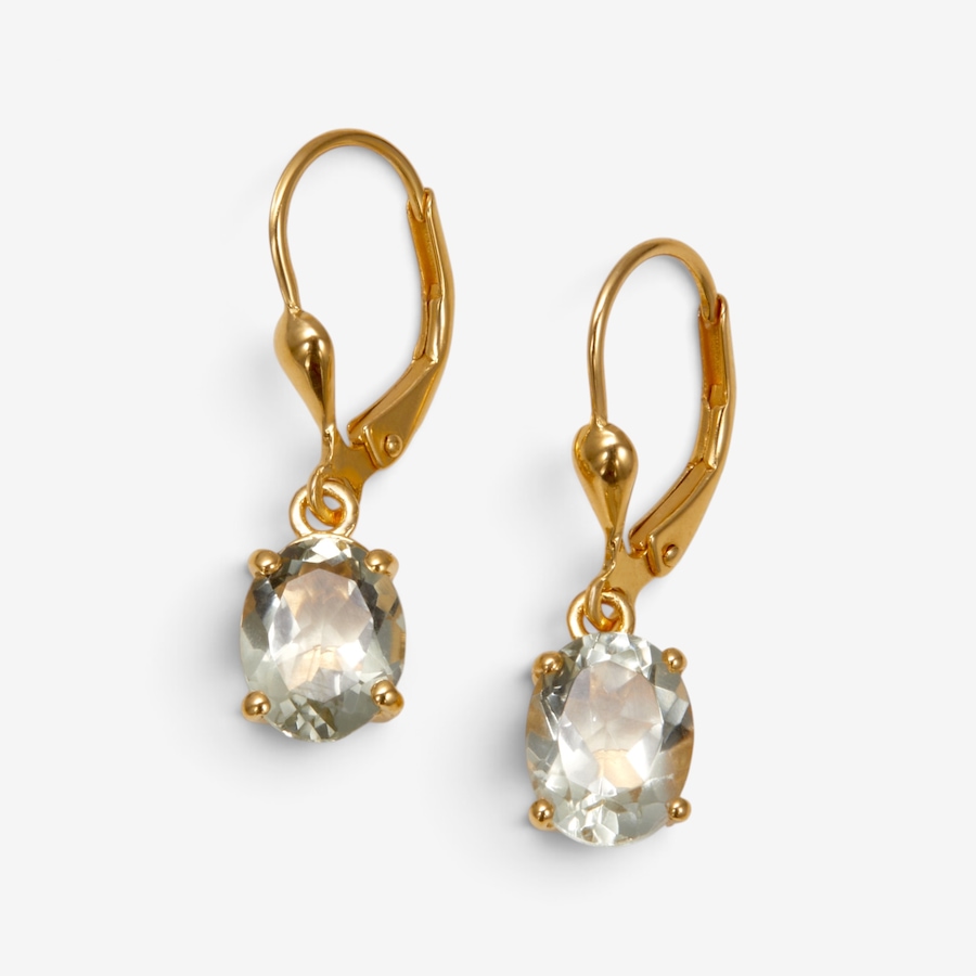 Image 131294_PSI.jpg, Product 131-294 / Price $129.99, Sterling Silver Yellow Gold Plate Oval Gemstone Leverback Earrings from Gem Reflections on TSC.ca's Jewellery department