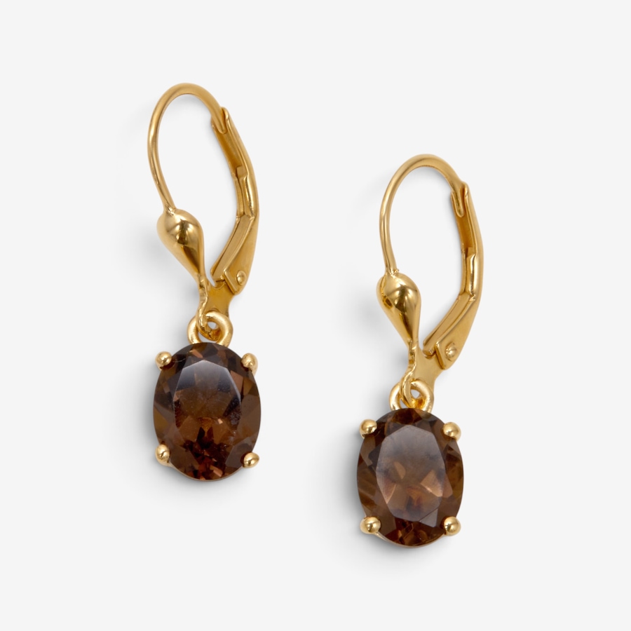 Image 131294_SMQ.jpg, Product 131-294 / Price $129.99, Sterling Silver Yellow Gold Plate Oval Gemstone Leverback Earrings from Gem Reflections on TSC.ca's Jewellery department