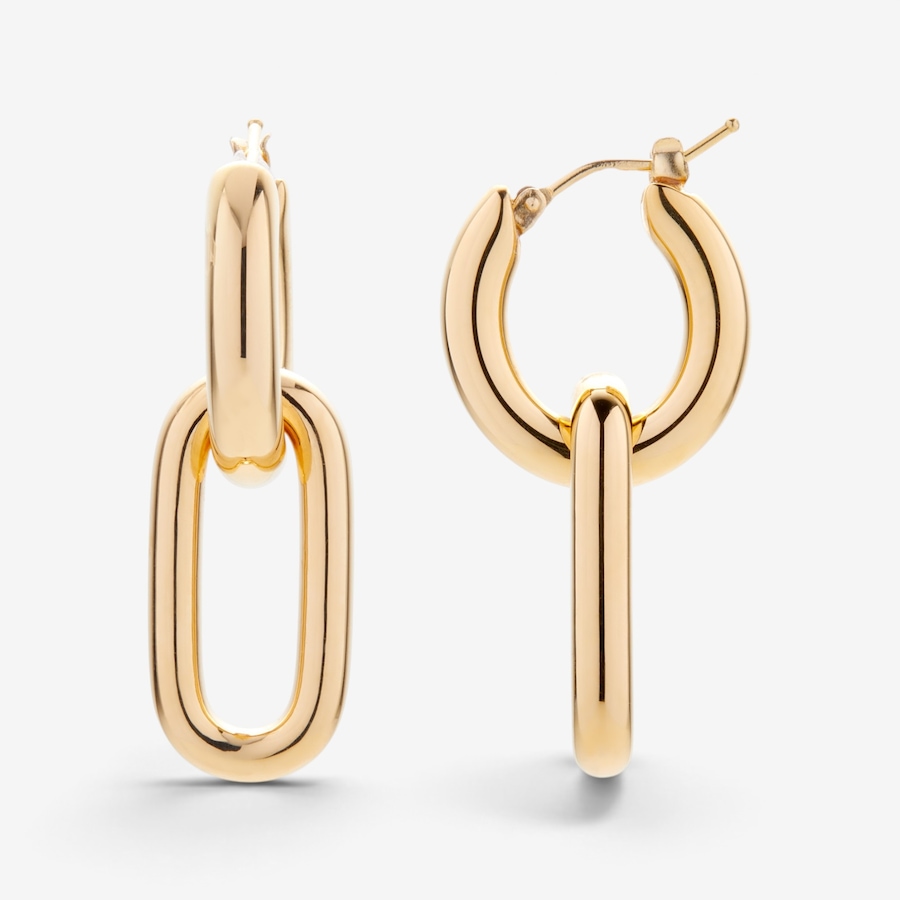Image 131304.jpg, Product 131-304 / Price $399.99, Soave Oro 14K Yellow Gold Resin Filled Oval Hoop With Charm Earrings from Soave Oro on TSC.ca's Jewellery department