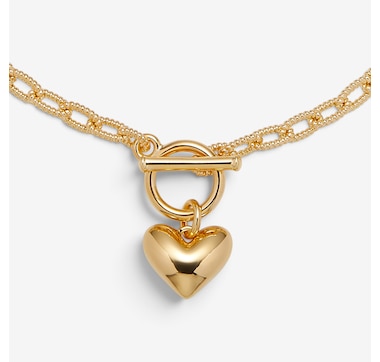 Soave Oro 14K Yellow Gold Resin Filled Heart Necklace
