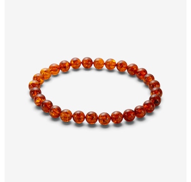 Amber Extraordinaire 8mm Amber Bead Stretch Bracelet