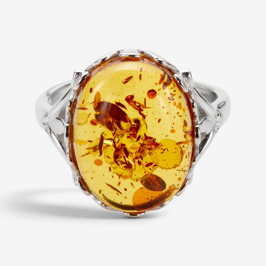Image 131343_COGRP.jpg, Product 131-343 / Price $59.99, Amber Extraordinaire Sterling Silver Oval Amber Ring from Amber Extraordinaire on TSC.ca's Jewellery department