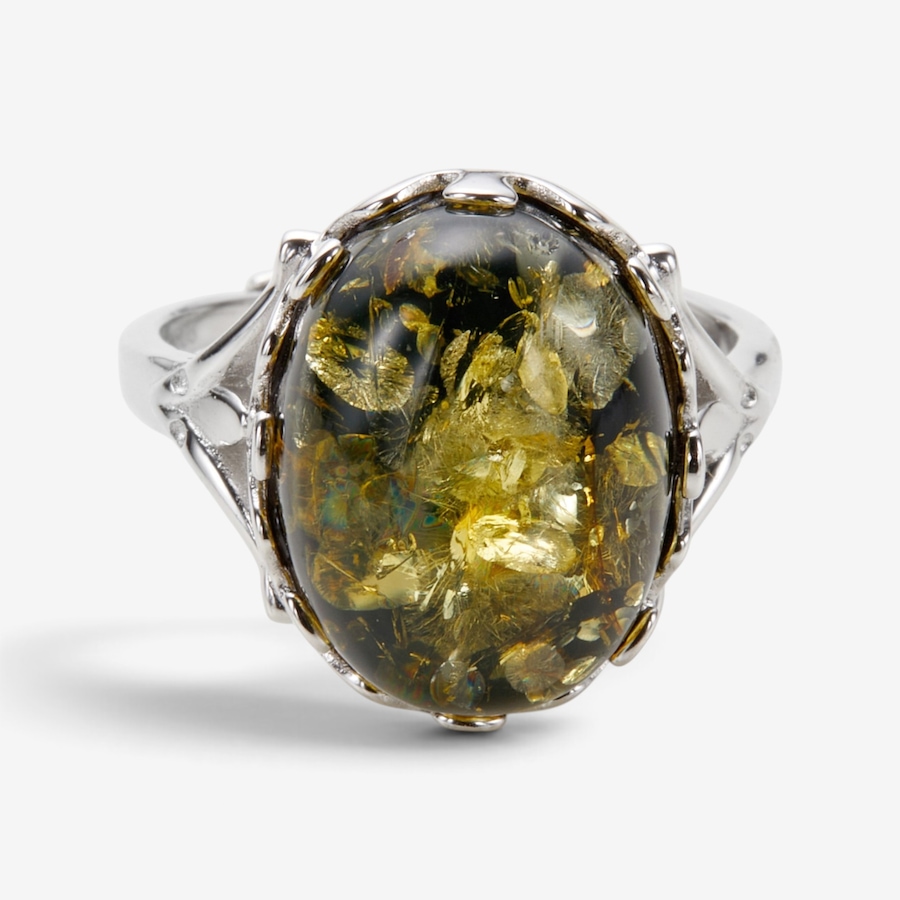 Image 131343_GRNRP.jpg, Product 131-343 / Price $59.99, Amber Extraordinaire Sterling Silver Oval Amber Ring from Amber Extraordinaire on TSC.ca's Jewellery department