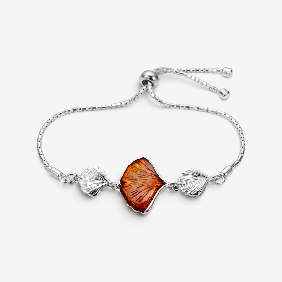 Image 131345_COG.jpg, Product 131-345 / Price $89.99, Amber Extraordinaire Sterling Silver Amber Ginko Leaf Bracelet from Amber Extraordinaire on TSC.ca's Jewellery department