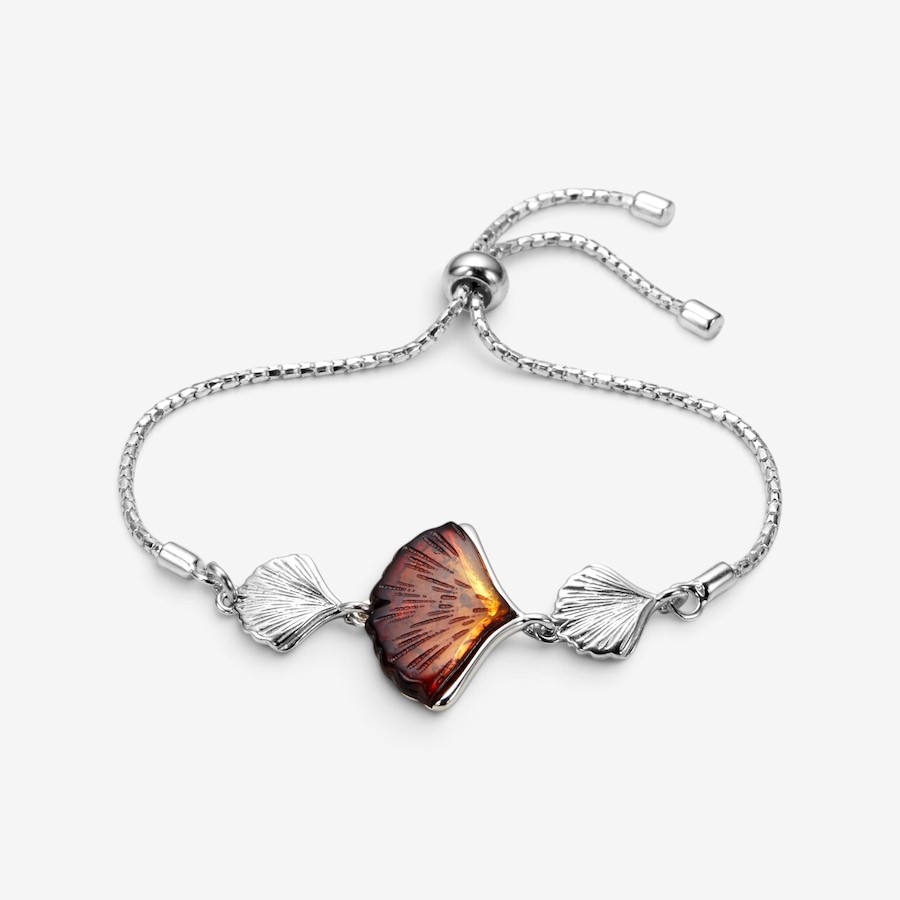 Image 131345_OMB.jpg, Product 131-345 / Price $89.99, Amber Extraordinaire Sterling Silver Amber Ginko Leaf Bracelet from Amber Extraordinaire on TSC.ca's Jewellery department