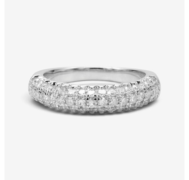 EVERA Sterling Silver 1.00ctw Pave Set Diamond Band