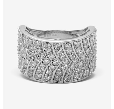 EVERA Sterling Silver 2.00ctw Wide Diamond Ring