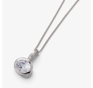 Diamonelle Sterling Silver Shaped Diamonelle Bezel Pendant with Chain