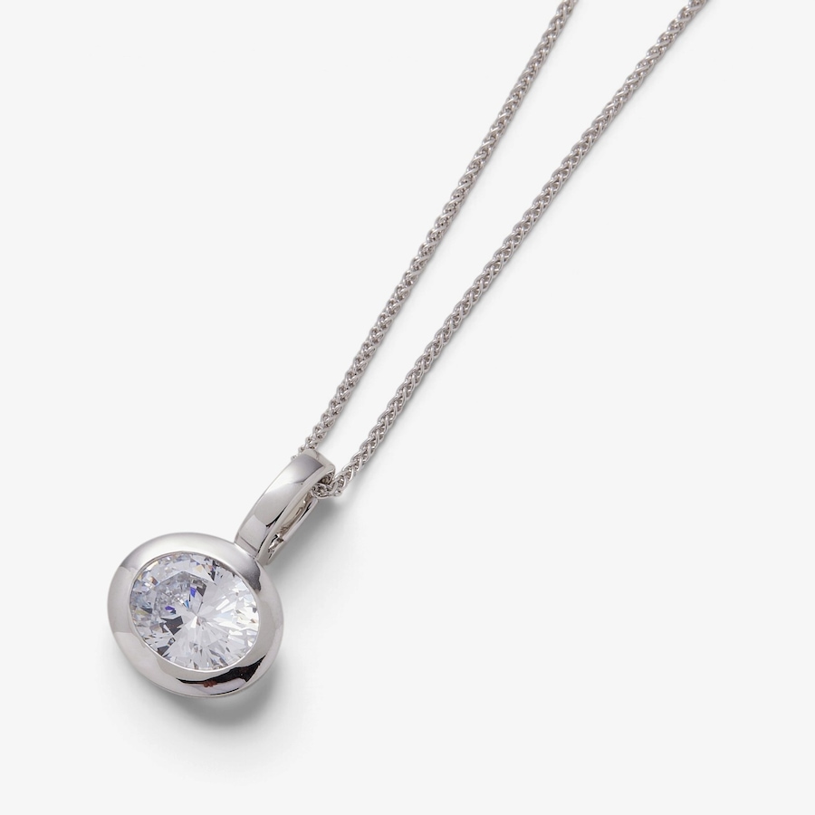 Image 131540_RHOVL.jpg, Product 131-540 / Price $139.99, Diamonelle Sterling Silver Shaped Diamonelle Bezel Pendant with Chain from Diamonelle on TSC.ca's Jewellery department
