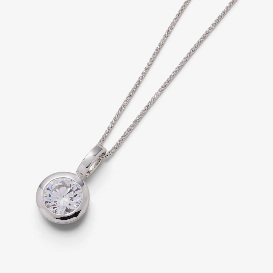 Image 131540_RHRND.jpg, Product 131-540 / Price $139.99, Diamonelle Sterling Silver Shaped Diamonelle Bezel Pendant with Chain from Diamonelle on TSC.ca's Jewellery department