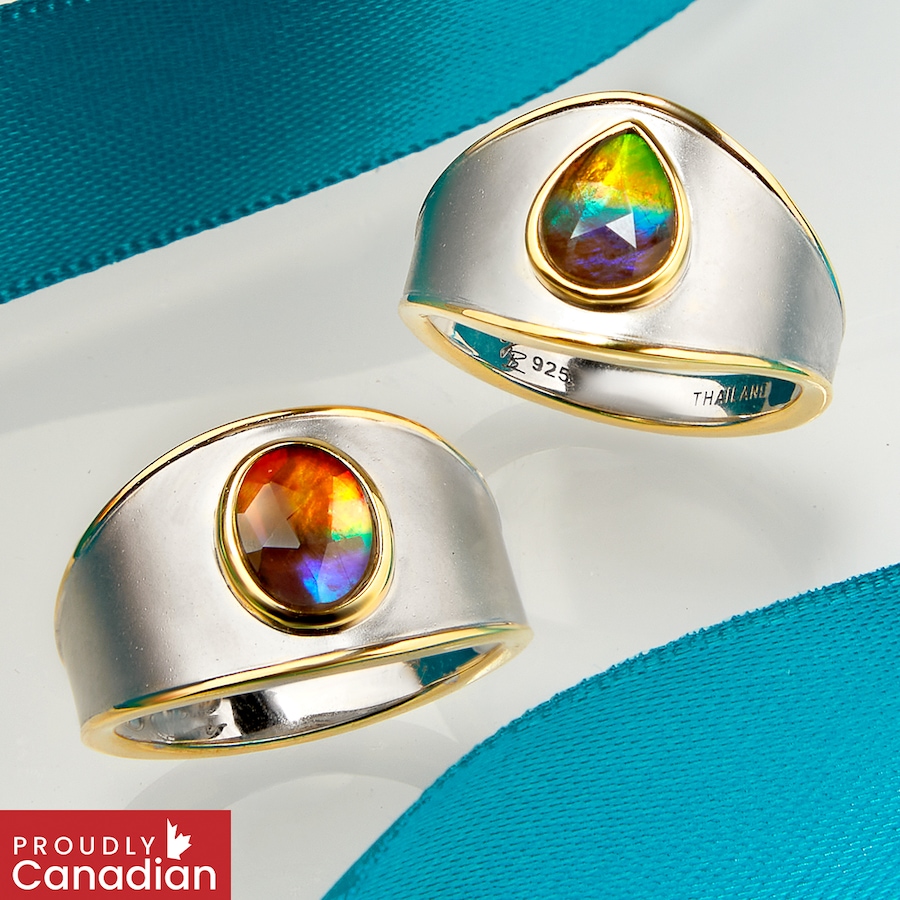 Image 131542_ALTMORE100.jpg, Product 131-542 / Price $379.99, Canadian Ammolite Gems Sterling Silver Two Tone Statement Ring from Canadian Ammolite Gems on TSC.ca's Jewellery department