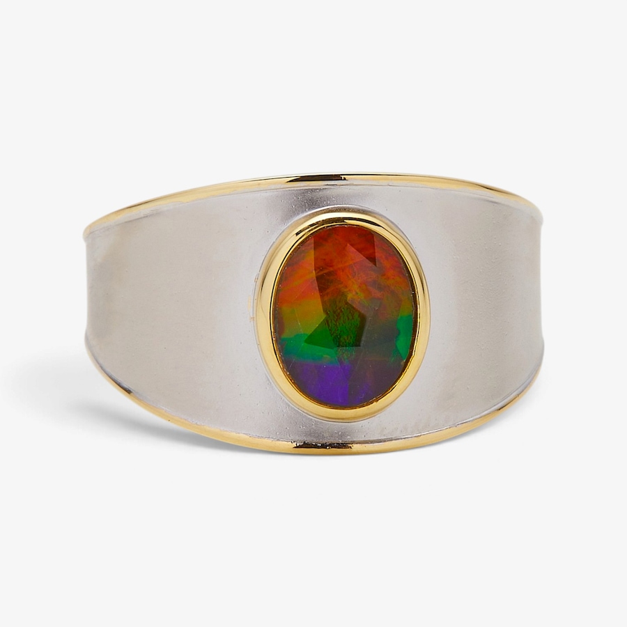 Image 131542_OVL.jpg, Product 131-542 / Price $379.99, Canadian Ammolite Gems Sterling Silver Two Tone Statement Ring from Canadian Ammolite Gems on TSC.ca's Jewellery department