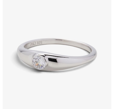 Diamonelle Sterling Silver Round Bezel Set Diamonelle Ring