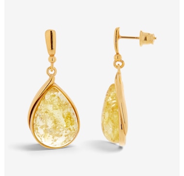 Amber Extraordinaire Sterling Silver Pear-Shaped Amber Earrings