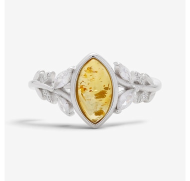 Amber Extraordinaire Sterling Silver Marquise Shape Amber Ring