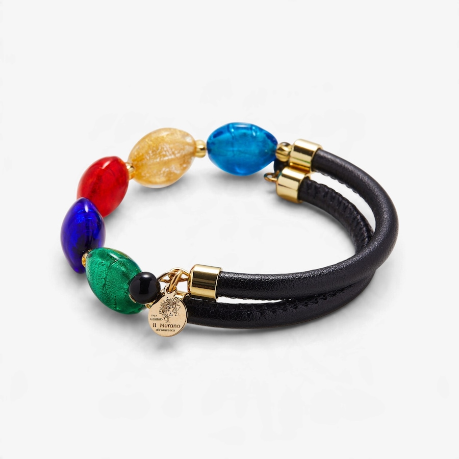 Image 131702_ALTMORE1.jpg, Product 131-702 / Price $89.99, Il Murano Di Francesca Brass/Faux Leather Glass Colour Bracelet from Il Murano Di Francesca on TSC.ca's Jewellery department