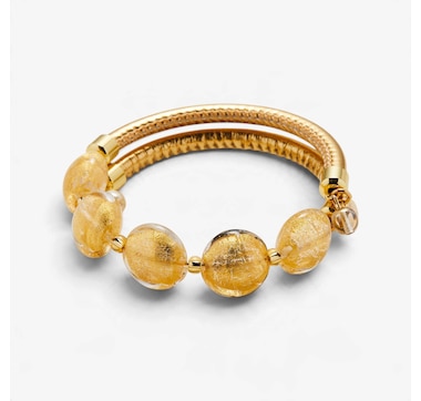 Il Murano Di Francesca Brass/Faux Leather Glass Colour Bracelet