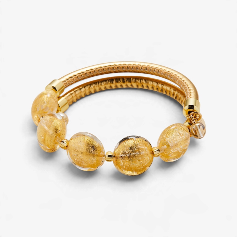 Image 131702_GLD.jpg, Product 131-702 / Price $89.99, Il Murano Di Francesca Brass/Faux Leather Glass Colour Bracelet from Il Murano Di Francesca on TSC.ca's Jewellery department