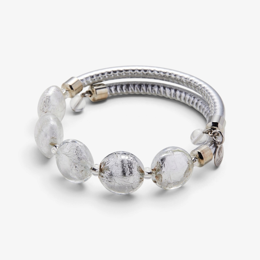 Image 131702_SIL.jpg, Product 131-702 / Price $89.99, Il Murano Di Francesca Brass/Faux Leather Glass Colour Bracelet from Il Murano Di Francesca on TSC.ca's Jewellery department