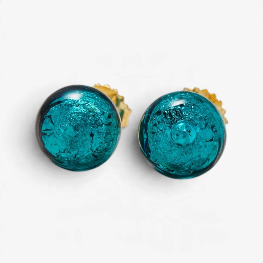 Image 131719_TRQ.jpg, Product 131-719 / Price $59.99, Il Murano Di Francesca Sterling Silver/18K Yellow Gold Plate Murano Glass 10mm Stud Earrings from Il Murano Di Francesca on TSC.ca's Jewellery department