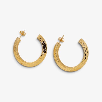 Etrusca Gioielli 18K Yellow Gold Plate Hammered Triangular Shape Hoop Earrings