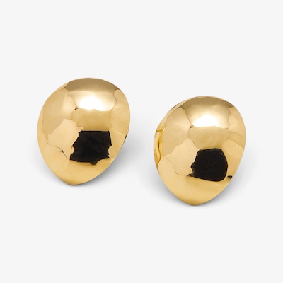 Etrusca Gioielli 18K Yellow Gold Plate Button Hammered Earrings