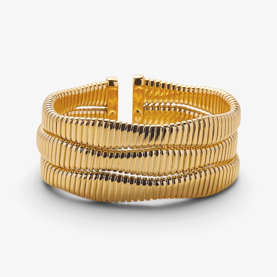 Image 131776.jpg, Product 131-776 / Price $379.99, Etrusca Gioielli 18K Yellow Gold Plate Three Row Cuff Bangle from Etrusca Jewellery on TSC.ca's Jewellery department