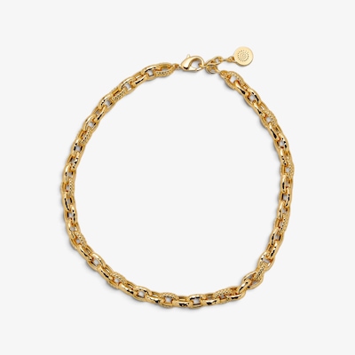 Etrusca Gioielli 18K Yellow Gold Plate Bubble Link With Hammered Link Necklace