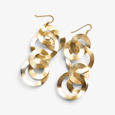 Etrusca Gioielli 18K Yellow Gold Plate Satin Round Link Earrings