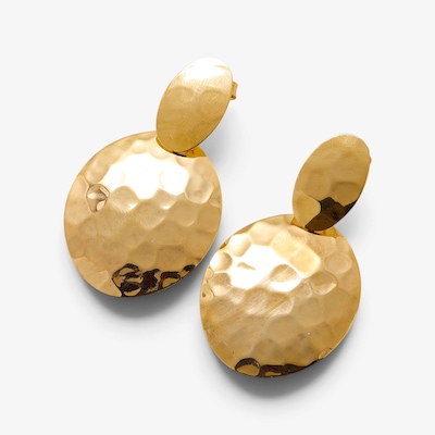 Etrusca Gioielli 18K Yellow Gold Plate Hammered Round Earrings