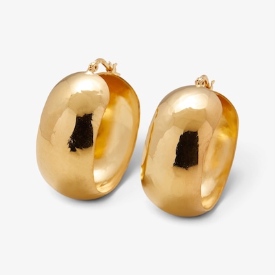 Etrusca Gioielli 18K Yellow Gold Plate Hammered Round Hoop Earrings