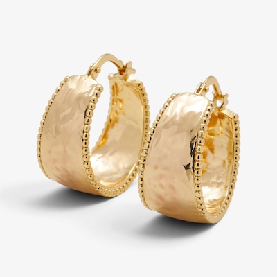 Etrusca Gioielli 18K Yellow Gold Plate Hammered Hoop Earrings