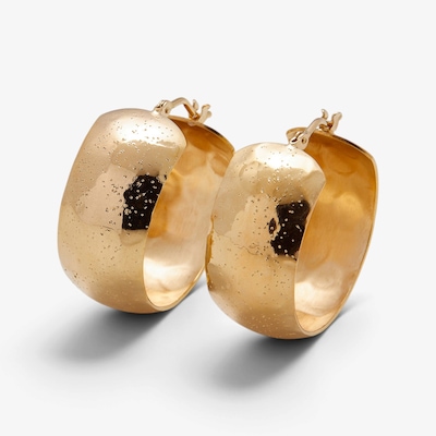 Etrusca Gioielli 18K Yellow Gold Plate Round Pave Hoop Earrings