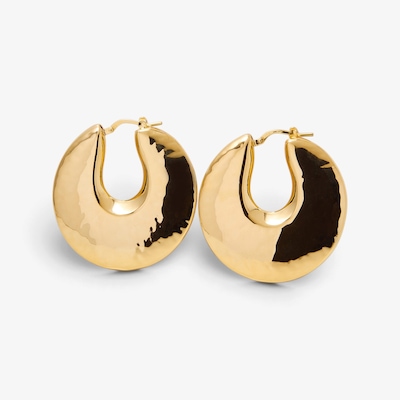 Etrusca Gioielli 18K Yellow Gold Plate Acqua Bagnata Electroform Hoop Earrings
