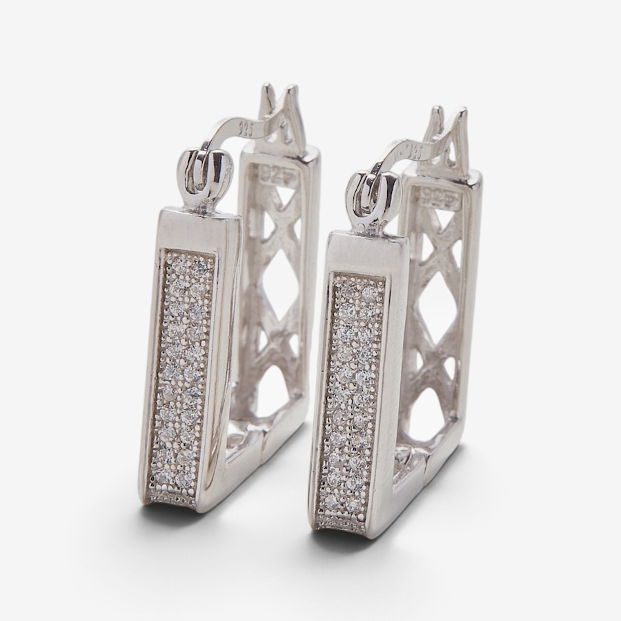 Image 131843_WHT.jpg, Product 131-843 / Price $69.99, Silver Gallery Sterling Silver Cubic Zirconia Square Hoop Earrings from Silver Gallery on TSC.ca's Jewellery department