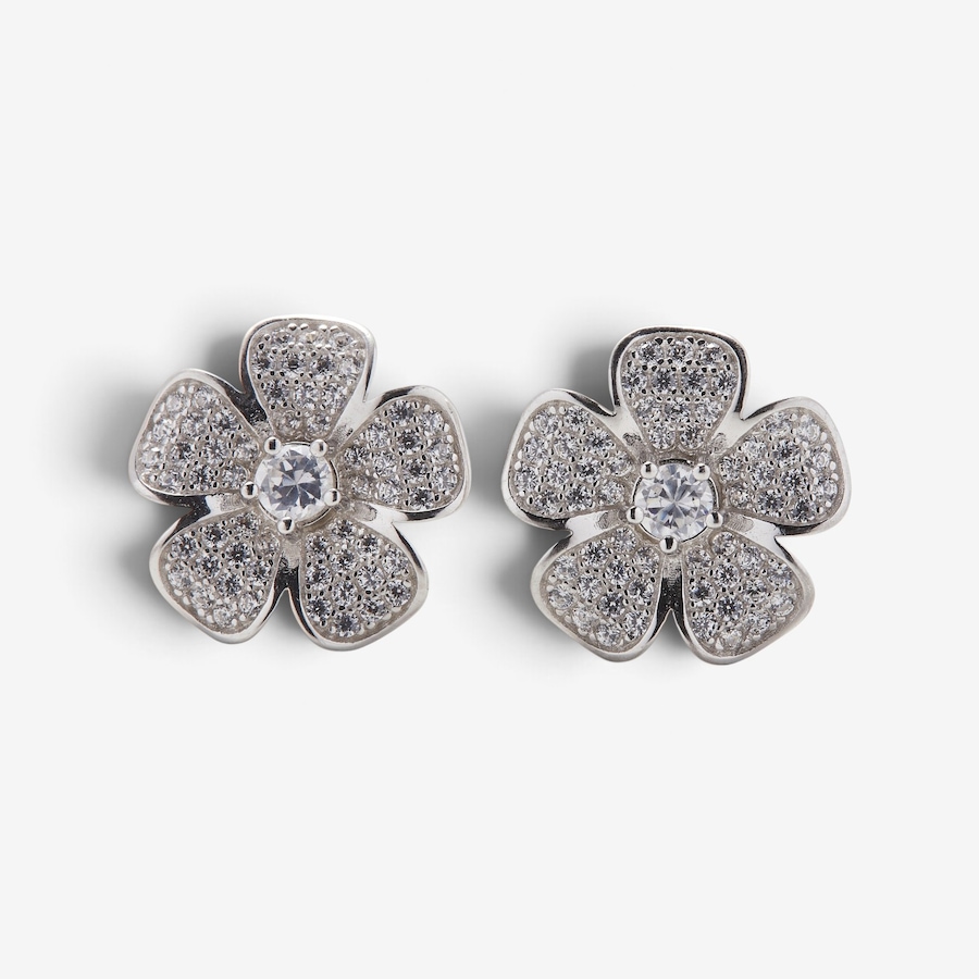Image 131857.jpg, Product 131-857 / Price $119.99, Silver Gallery Sterling Silver Cubic Zirconia Flower Earrings from Silver Gallery on TSC.ca's Jewellery department