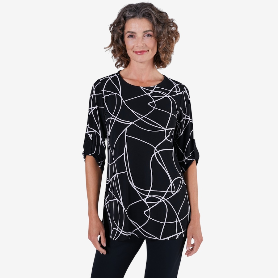 Image 133883_BKW.jpg, Product 133-883 / Price $49.99, Mr. Max Printed Brazil Knit Tunic with Tab and Side Slit Detail from Mr. Max on TSC.ca's Fashion department