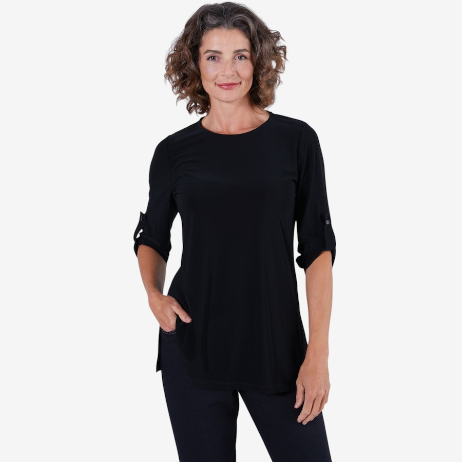 Image 133883_BLK.jpg, Product 133-883 / Price $49.99, Mr. Max Printed Brazil Knit Tunic with Tab and Side Slit Detail from Mr. Max on TSC.ca's Fashion department