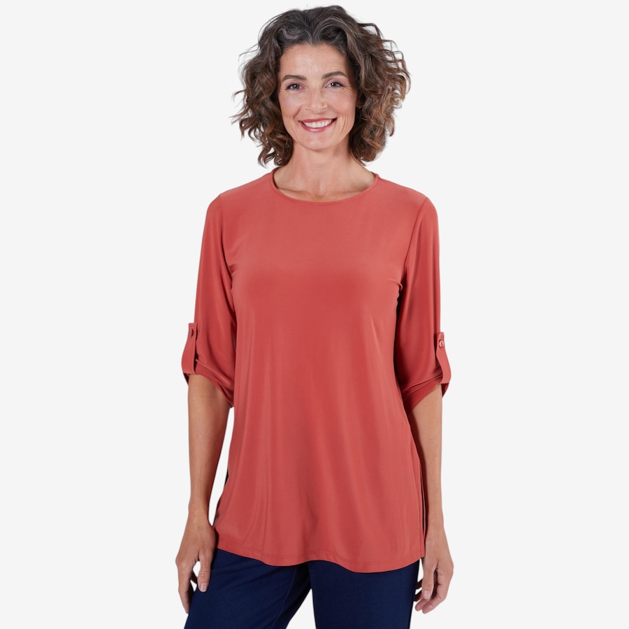 Image 133883_TRRC.jpg, Product 133-883 / Price $49.99, Mr. Max Printed Brazil Knit Tunic with Tab and Side Slit Detail from Mr. Max on TSC.ca's Fashion department