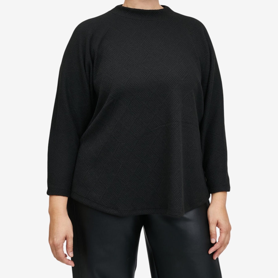 Image 134227_BLK.jpg, Product 134-227 / Price $54.99, Kim & Co. Soft Diamond Knit Relaxed High Neck Top from Kim & Co. on TSC.ca's Fashion department