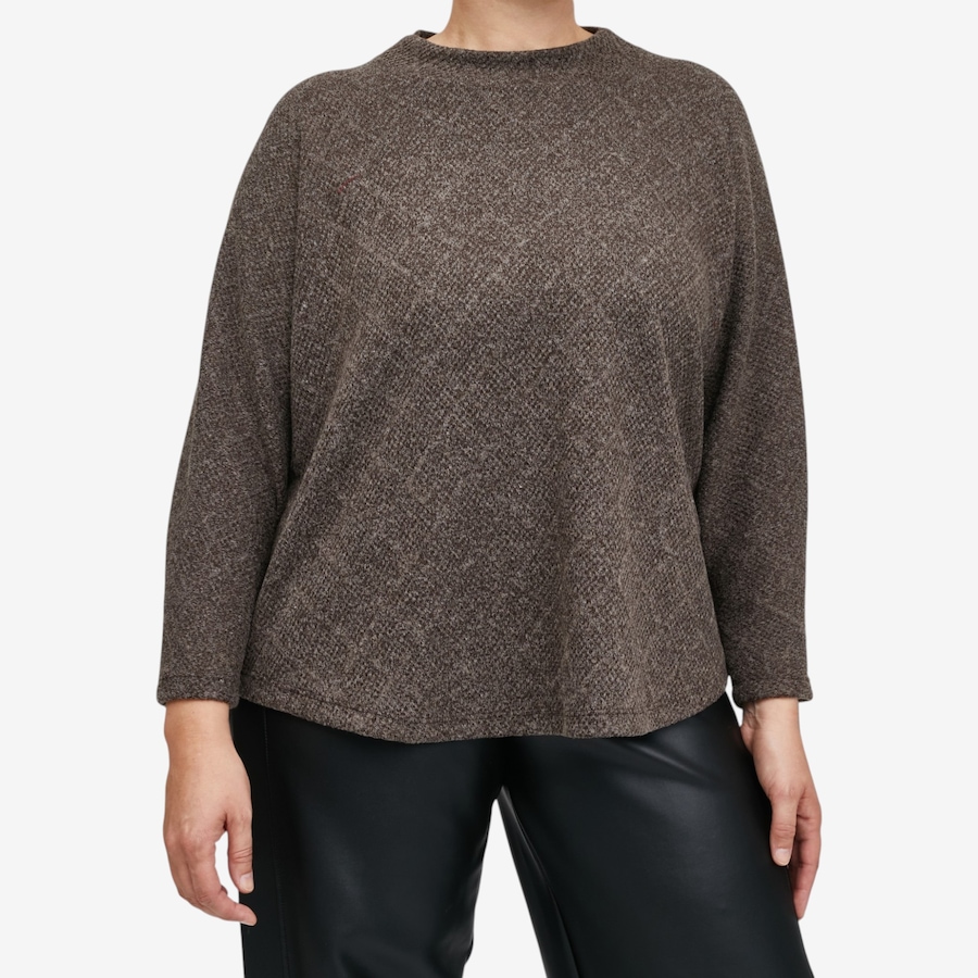 Image 134227_BRN.jpg, Product 134-227 / Price $54.99, Kim & Co. Soft Diamond Knit Relaxed High Neck Top from Kim & Co. on TSC.ca's Fashion department