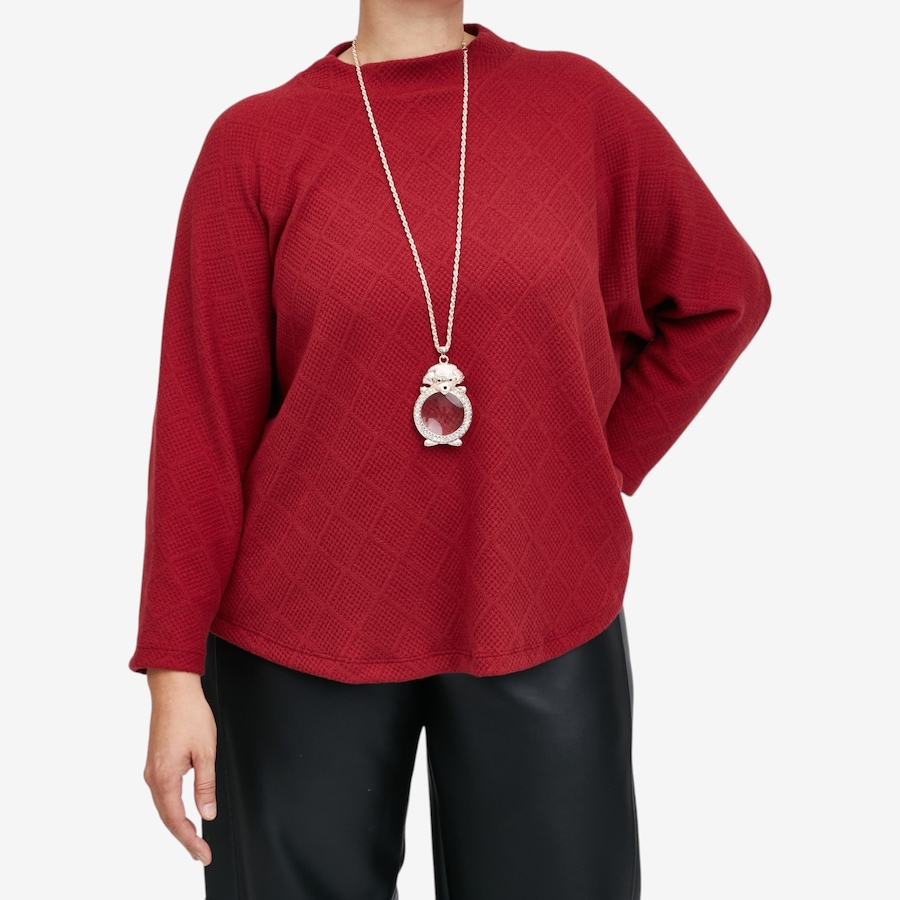 Image 134227_CRI.jpg, Product 134-227 / Price $54.99, Kim & Co. Soft Diamond Knit Relaxed High Neck Top from Kim & Co. on TSC.ca's Fashion department