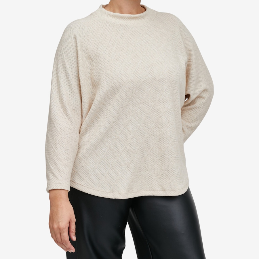 Image 134227_WH.jpg, Product 134-227 / Price $54.99, Kim & Co. Soft Diamond Knit Relaxed High Neck Top from Kim & Co. on TSC.ca's Fashion department