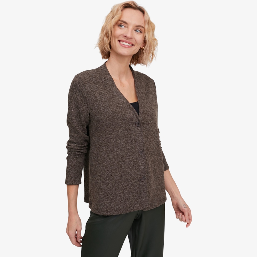 Image 134235_BRN.jpg, Product 134-235 / Price $79.99, Kim & Co. Soft Diamond Knit Button Front Long Sleeve Cardigan from Kim & Co. on TSC.ca's Fashion department