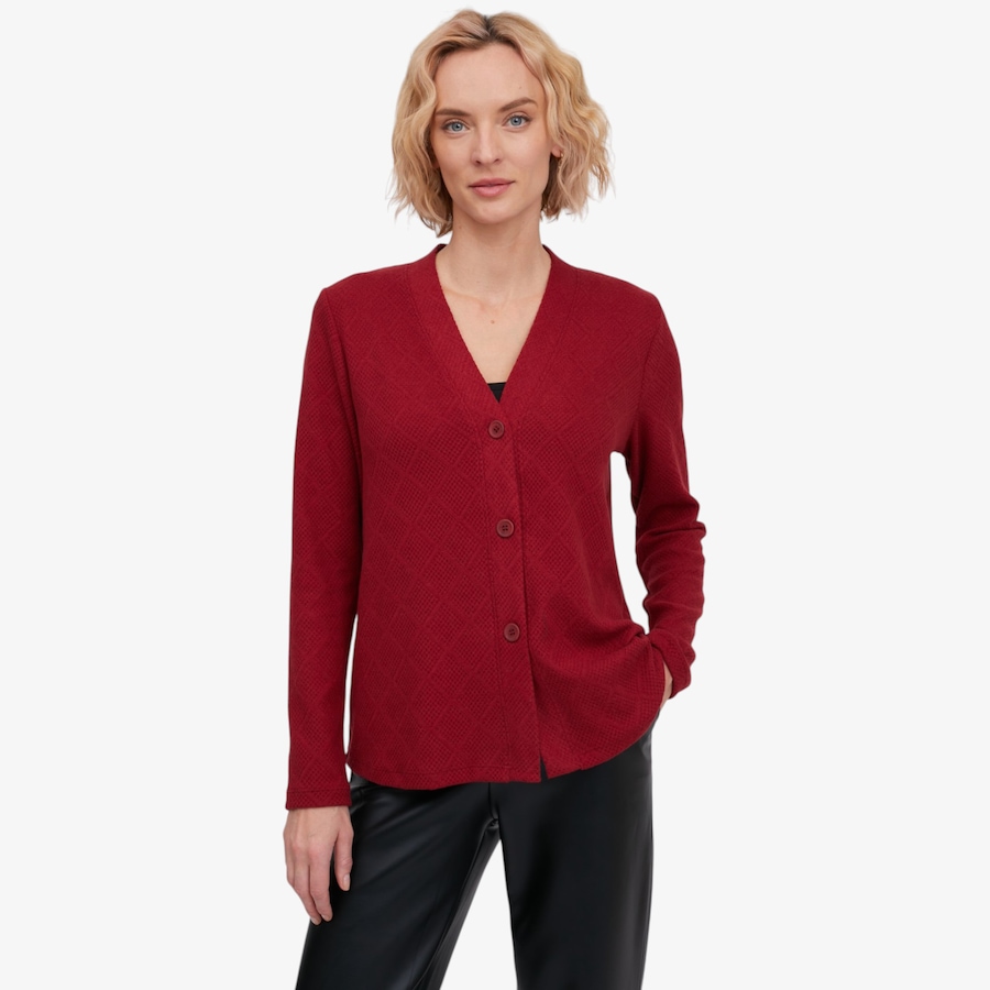 Image 134235_CRI.jpg, Product 134-235 / Price $79.99, Kim & Co. Soft Diamond Knit Button Front Long Sleeve Cardigan from Kim & Co. on TSC.ca's Fashion department