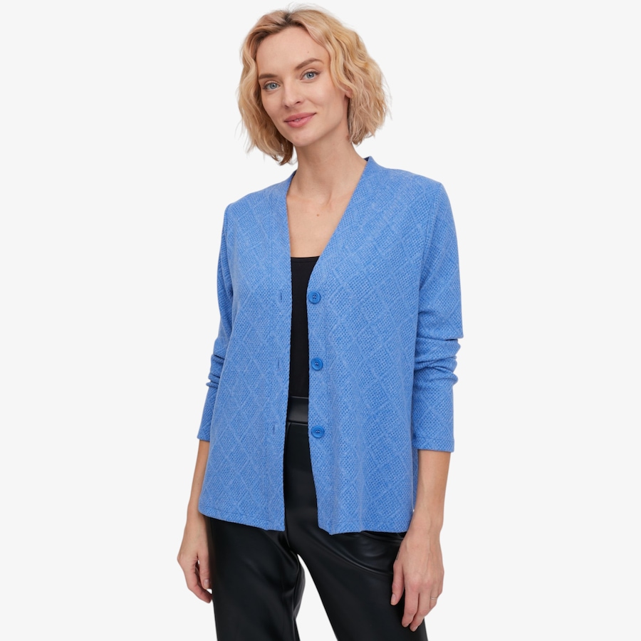 Image 134235_PYBLU.jpg, Product 134-235 / Price $79.99, Kim & Co. Soft Diamond Knit Button Front Long Sleeve Cardigan from Kim & Co. on TSC.ca's Fashion department