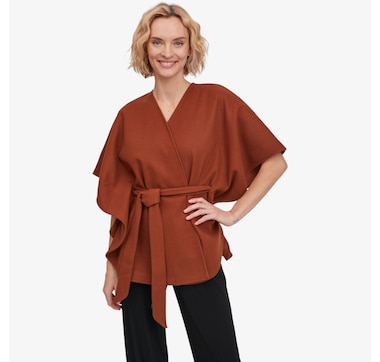Kim &amp; Co. Cashmere Look Sash Poncho