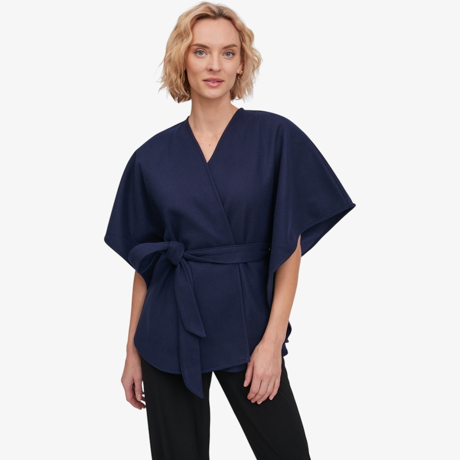 Image 134239_NVY.jpg, Product 134-239 / Price $69.99, Kim & Co. Cashmere Look Sash Poncho from Kim & Co. on TSC.ca's Fashion department